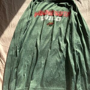 NHL Heather Green Minnesota Wild Long Sleeved Shirt